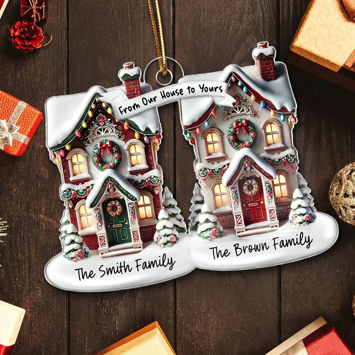3D Effect From Our House To Yours Personalized Acrylic Ornament, Christmas Gift For Neighbors - Image 5