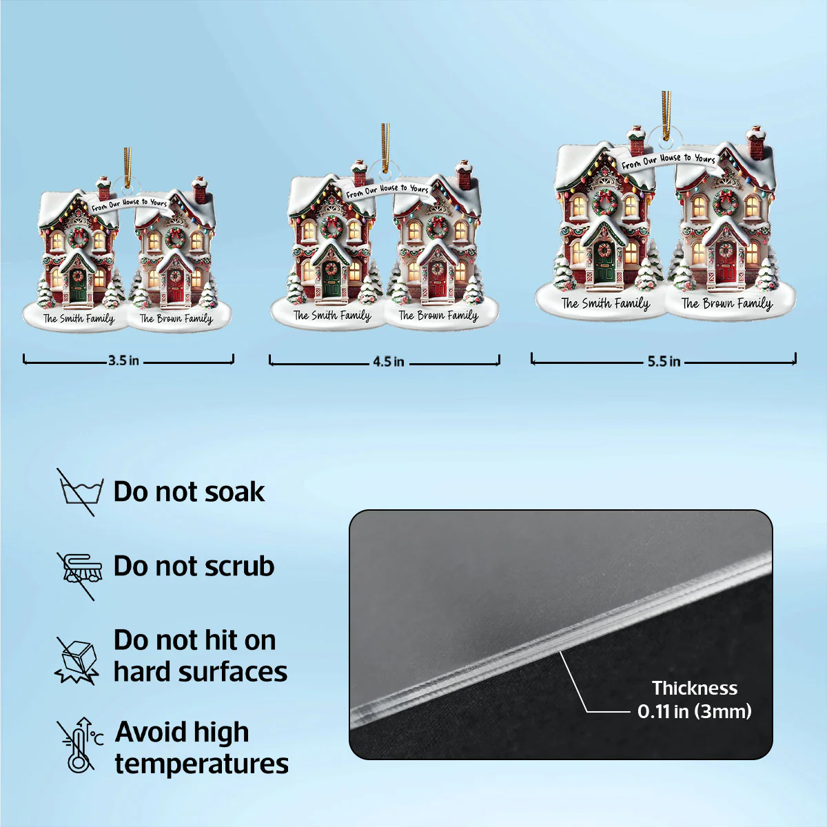 3D Effect From Our House To Yours Personalized Acrylic Ornament, Christmas Gift For Neighbors - Image 6