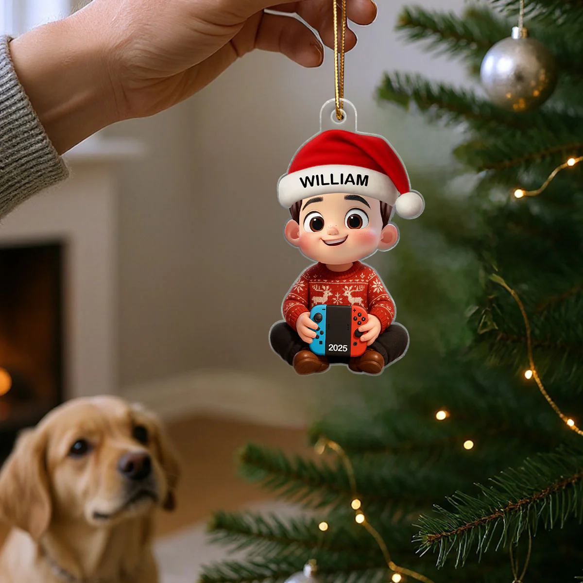 3D Effect Gaming Kid Christmas Personalized Acrylic Ornament - Image 6