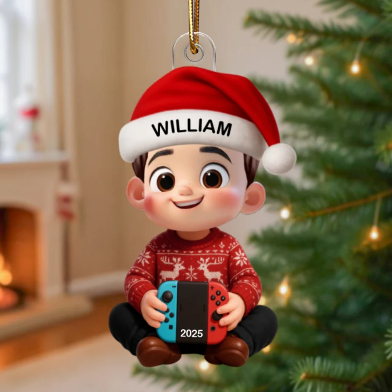 3D Effect Gaming Kid Christmas Personalized Acrylic Ornament - Image 8