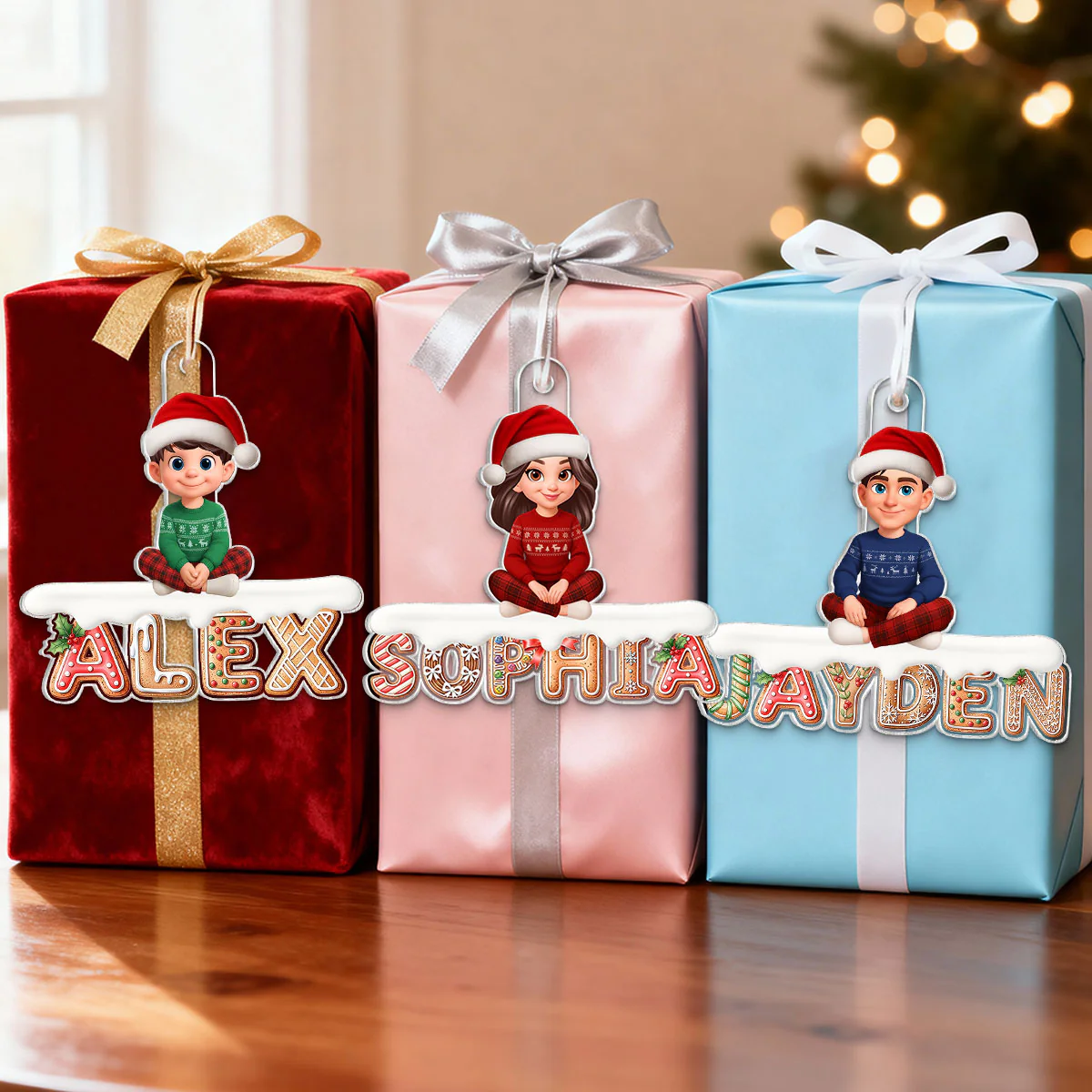 3D Effect Gingerbread Family Member Name - Personalized Acrylic Ornament - Gift For Family - Image 3