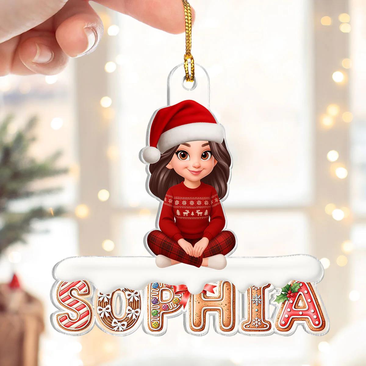 3D Effect Gingerbread Family Member Name - Personalized Acrylic Ornament - Gift For Family - Image 9