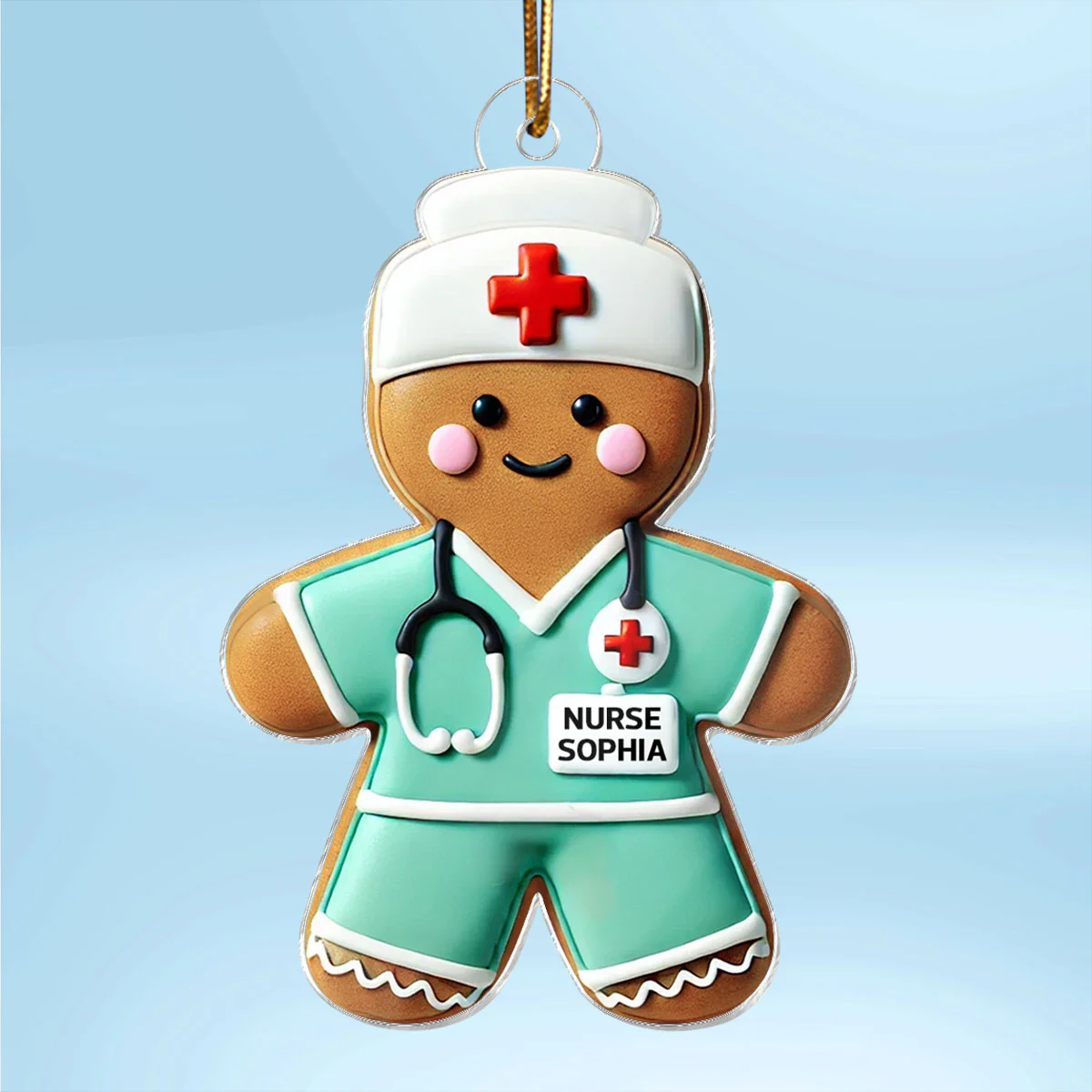3D Effect Gingerbread Nurse Personalized Acrylic Ornament, Christmas Gift For Nurses - Image 5
