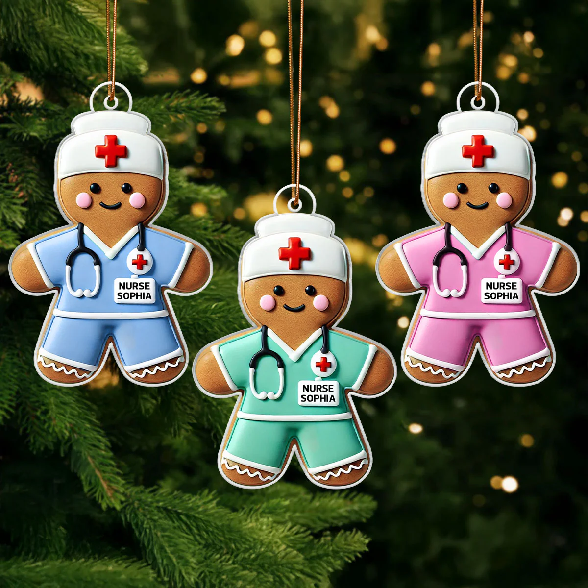 3D Effect Gingerbread Nurse Personalized Acrylic Ornament, Christmas Gift For Nurses - Image 6