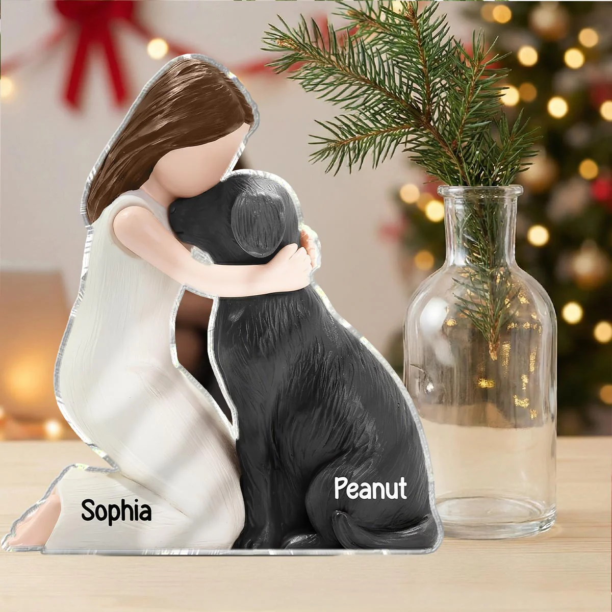 3D Effect Girl & Her Dog My Forever Best Friend - Personalized Acrylic Block Plaque