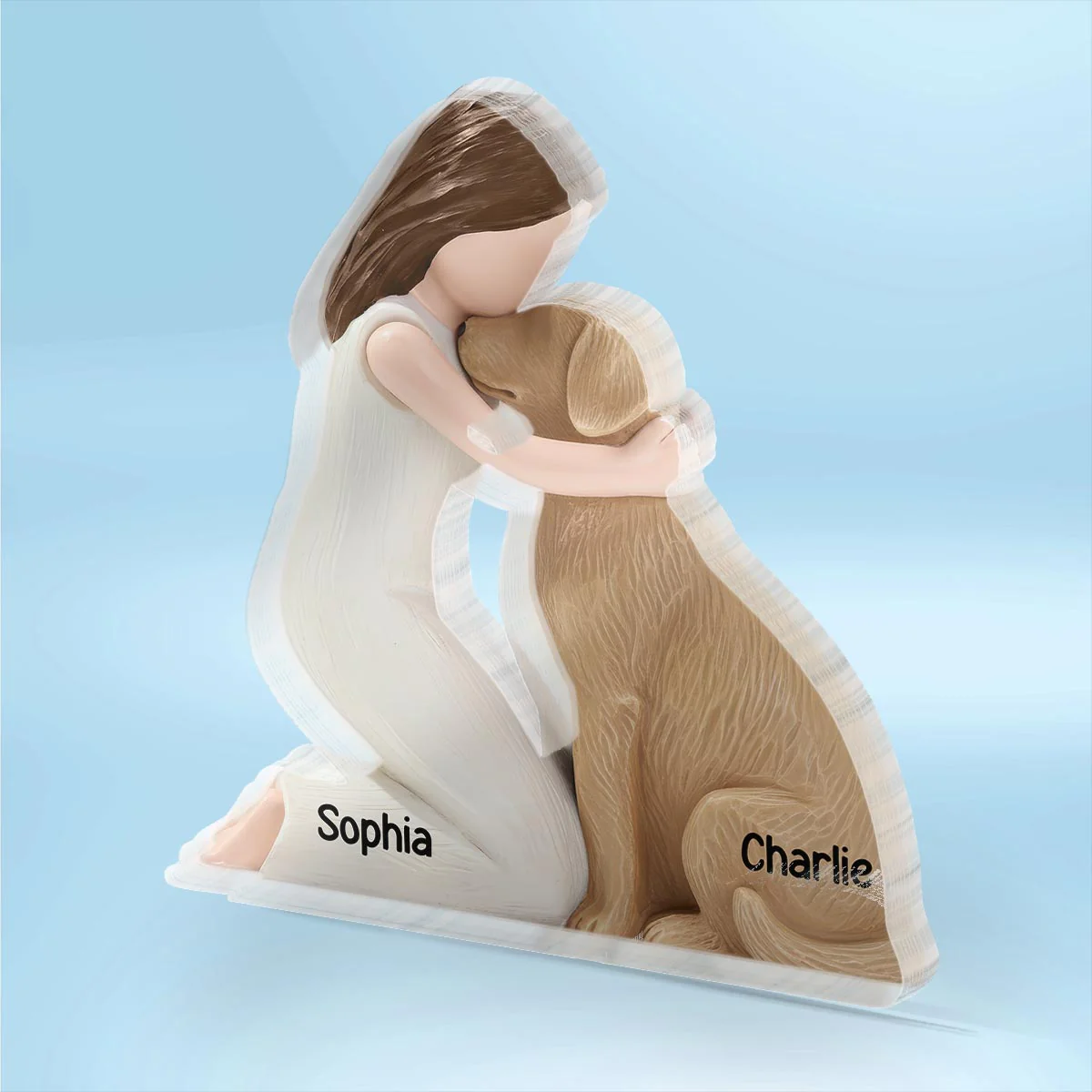 3D Effect Girl & Her Dog My Forever Best Friend - Personalized Acrylic Block Plaque - Image 2