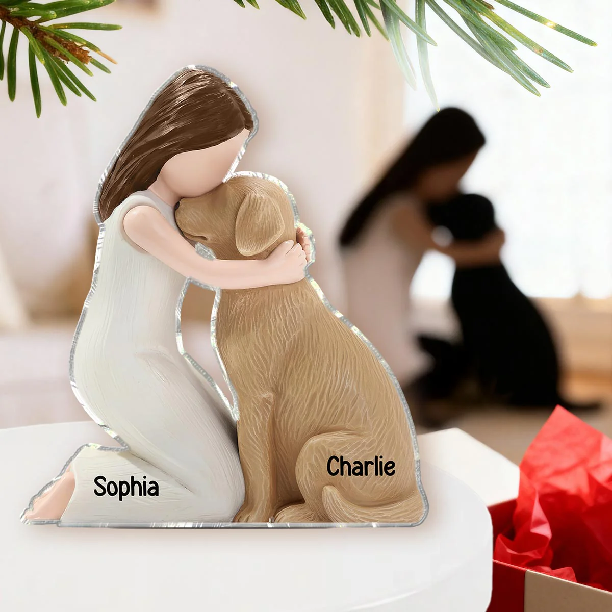 3D Effect Girl & Her Dog My Forever Best Friend - Personalized Acrylic Block Plaque - Image 3