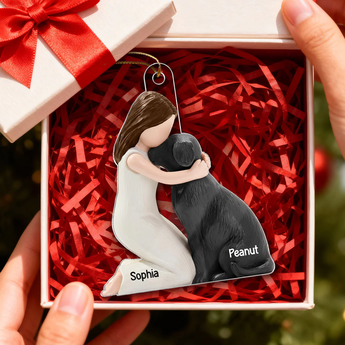 3D Effect Girl & Her Dog My Forever Best Friend - Personalized Acrylic Ornament - Image 3