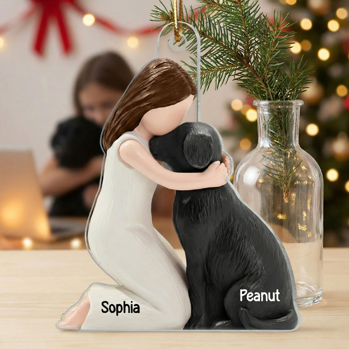 3D Effect Girl & Her Dog My Forever Best Friend - Personalized Acrylic Ornament - Image 4