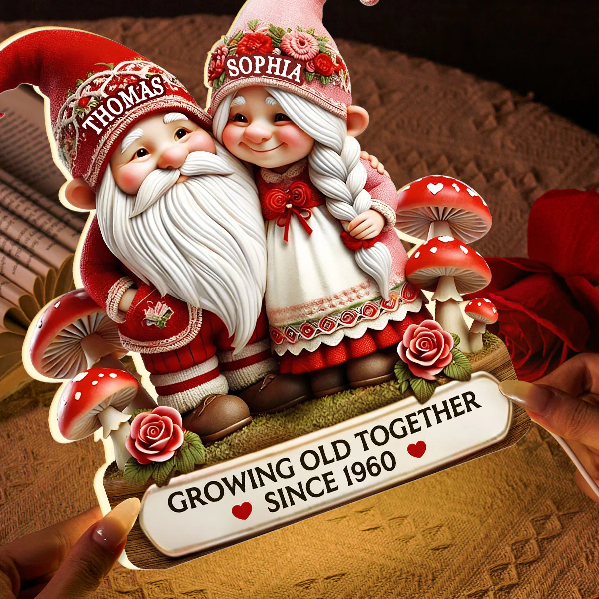 3D Effect Gnome Couple Growing Old Together - Personalized Light Box - Heartfelt Valentine's Day Gift, Anniversary Gift For Couple, For Him, For Her - Image 11