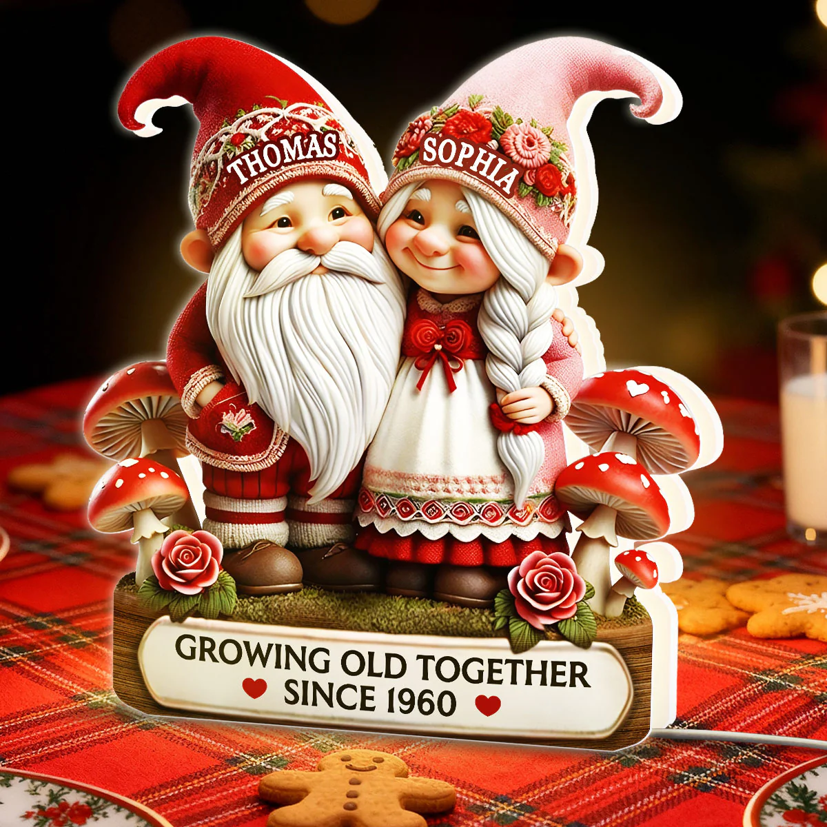 3D Effect Gnome Couple Growing Old Together - Personalized Light Box - Heartfelt Valentine's Day Gift, Anniversary Gift For Couple, For Him, For Her - Image 4