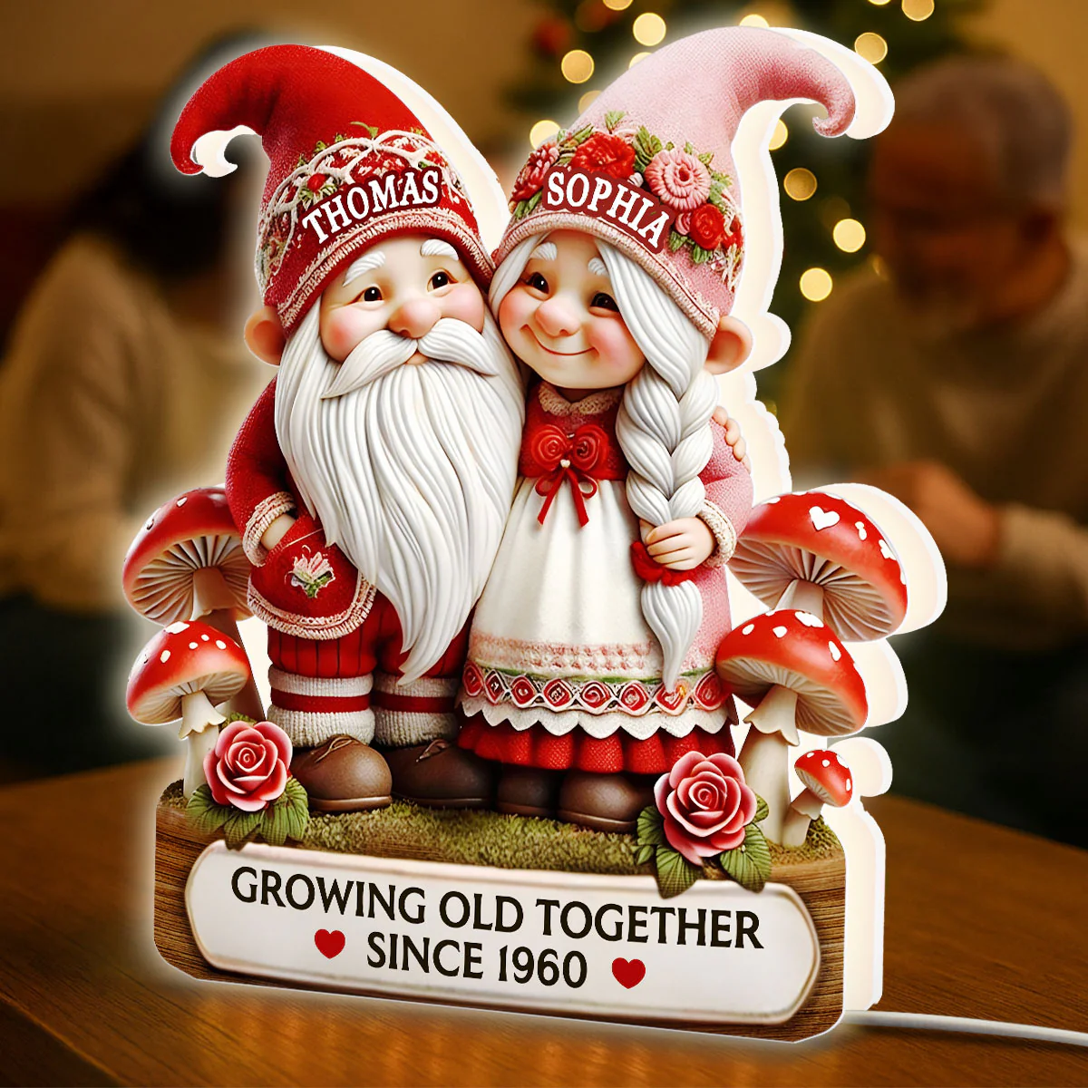 3D Effect Gnome Couple Growing Old Together - Personalized Light Box - Heartfelt Valentine's Day Gift, Anniversary Gift For Couple, For Him, For Her - Image 8