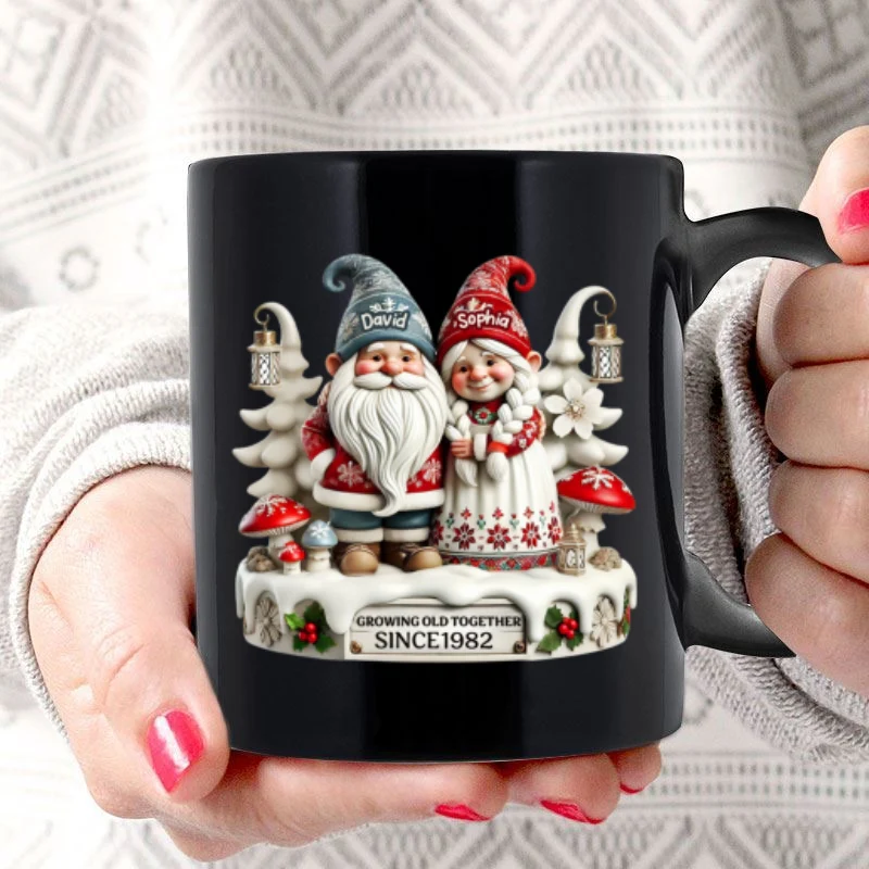 3D Effect Gnome Couple Together Personalized Mug, Heartfelt  Gift For Couple, For Him, For Her, Husband, Wife - Image 5
