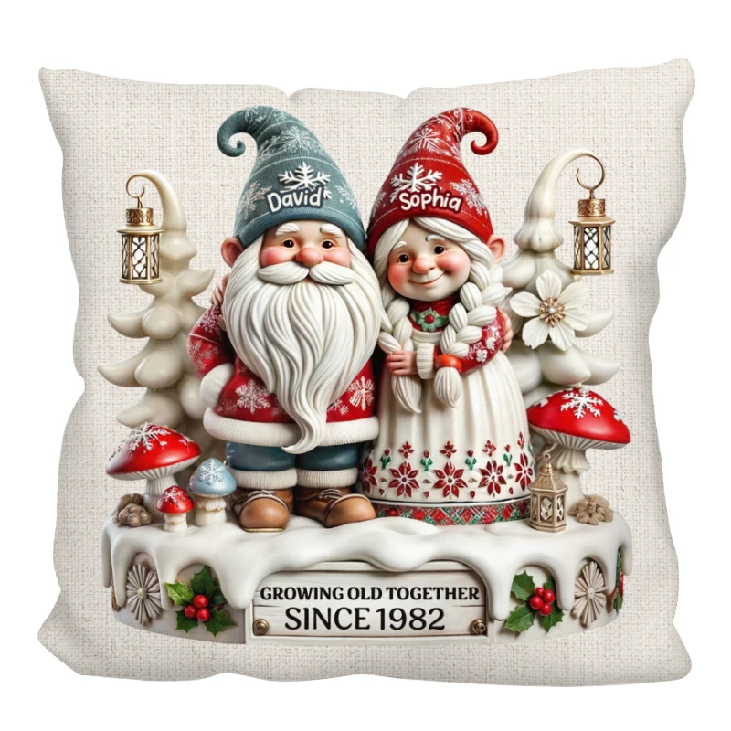 3D Effect Gnome Couple Together Personalized Pillow, Heartfelt  Gift For Couple, For Him, For Her, Husband, Wife - Image 8