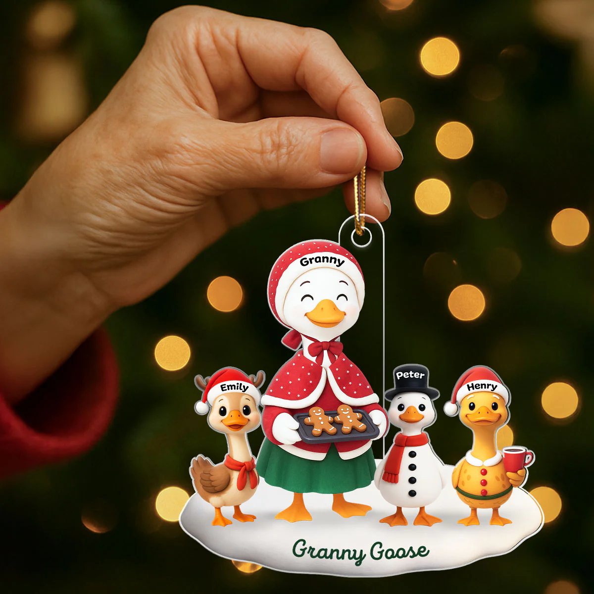 3D Effect Grandma Goose And Grandkids Personalized Acrylic Ornament, Christmas Gift For Grandma - Image 5