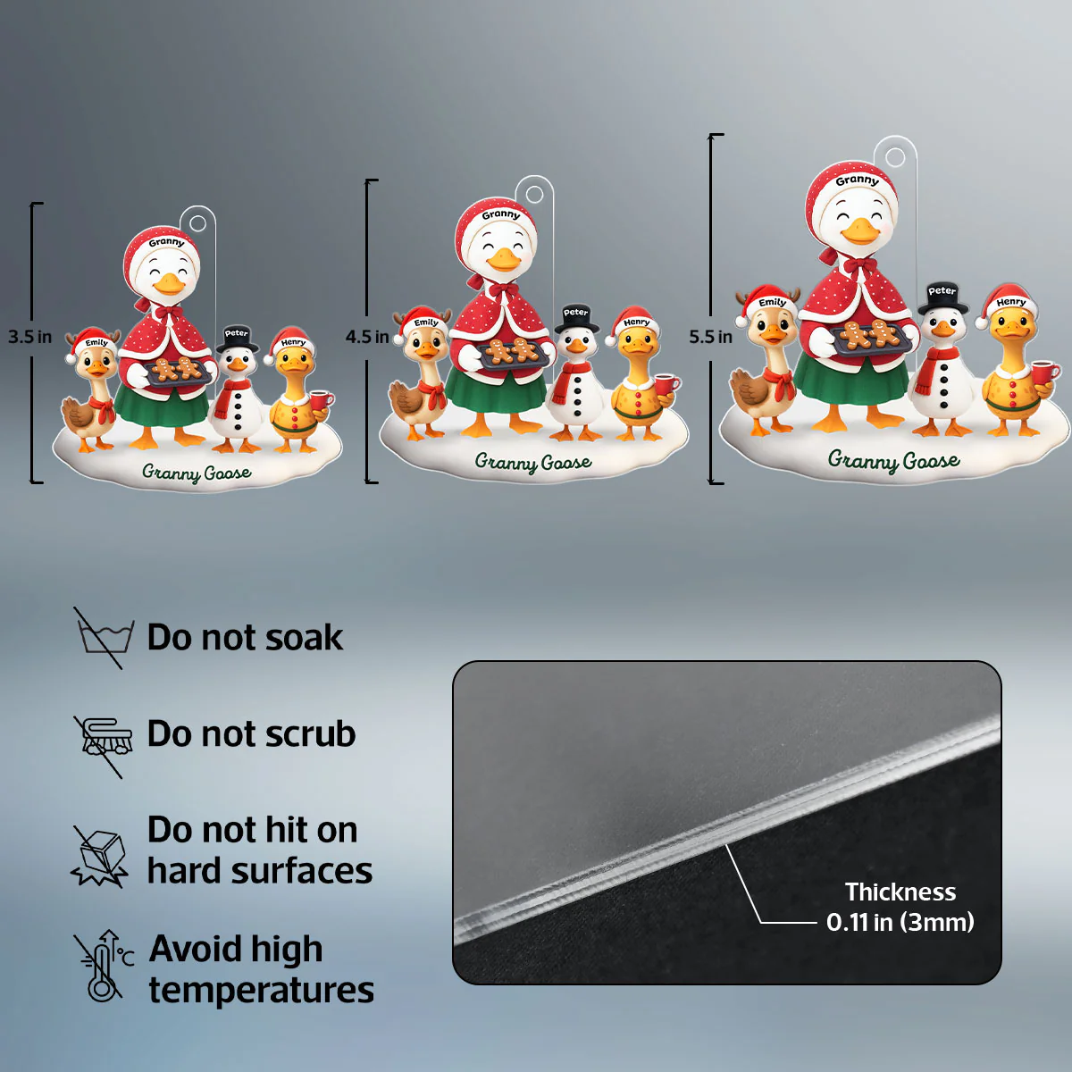3D Effect Grandma Goose And Grandkids Personalized Acrylic Ornament, Christmas Gift For Grandma - Image 8