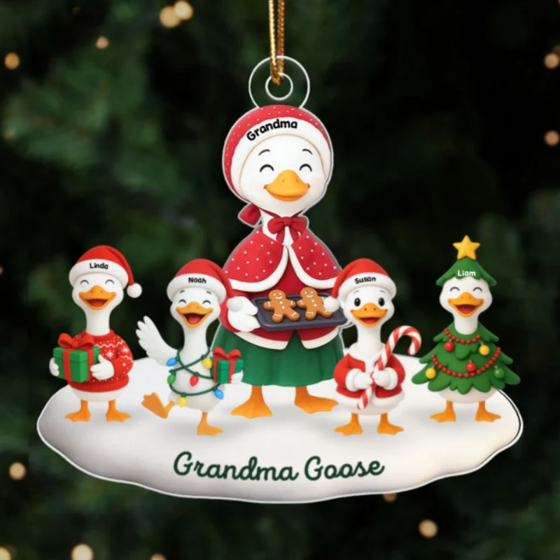 3D Effect Grandma Goose And Grandkids Personalized Acrylic Ornament, Christmas Gift For Grandma - Image 9