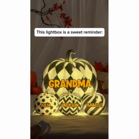 3D Effect Grandma Halloween Patterned Pumpkins Personalized LED Light Box - Image 2