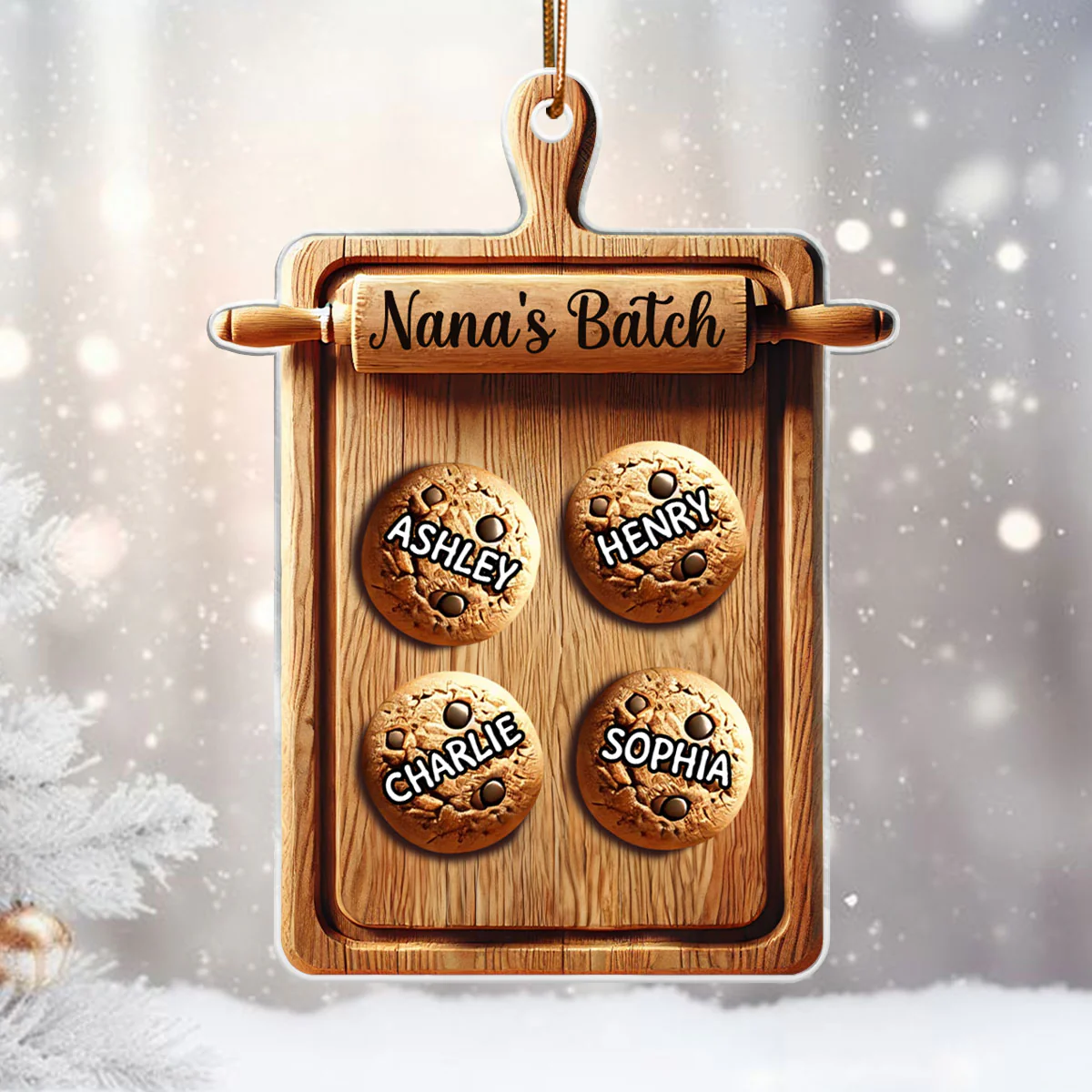 3D Effect Grandma's Batch Cookies Cutting Board Christmas Personalized Acrylic Ornament - Image 2