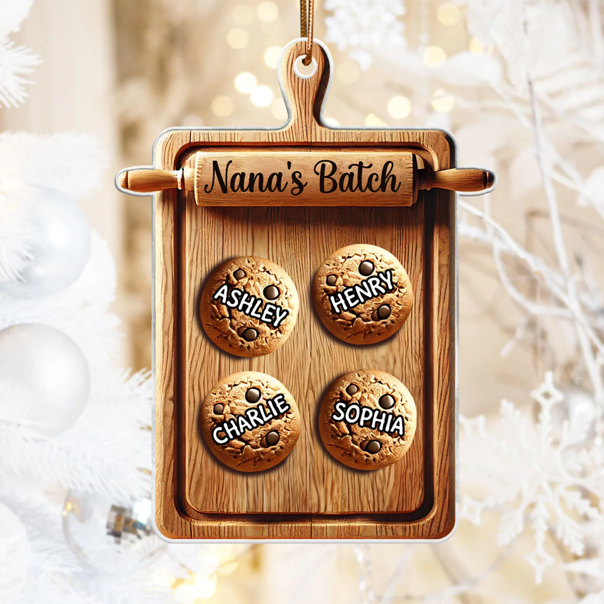 3D Effect Grandma's Batch Cookies Cutting Board Christmas Personalized Acrylic Ornament - Image 3