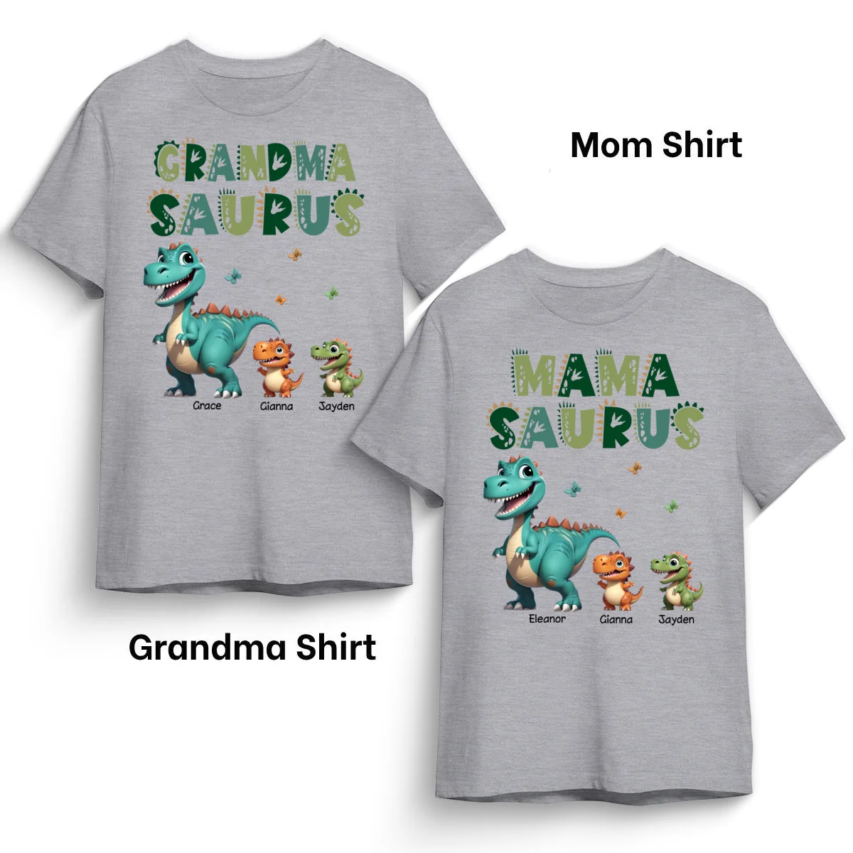 3D Effect Grandmasaurus And Mamasaurus Personalized Shirts [Set Of 2 Shirts] - Image 6