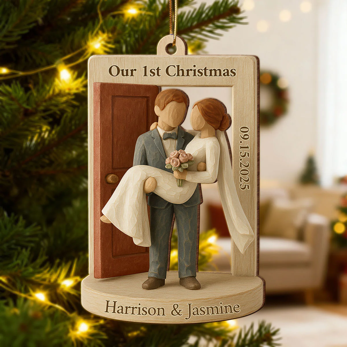 3D Effect Groom Carrying Bride Threshold Door - Personalized Wooden Ornament - Wedding Couple Threshold | Just Married Newlyweds Marriage Keepsake - Image 6