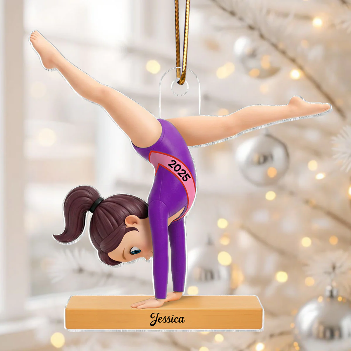 3D Effect Gymnastic Girl Cartwheel Pose - Personalized Acrylic Car Hanger- Gymnast Gift For Daughter, Granddaughter - Image 14