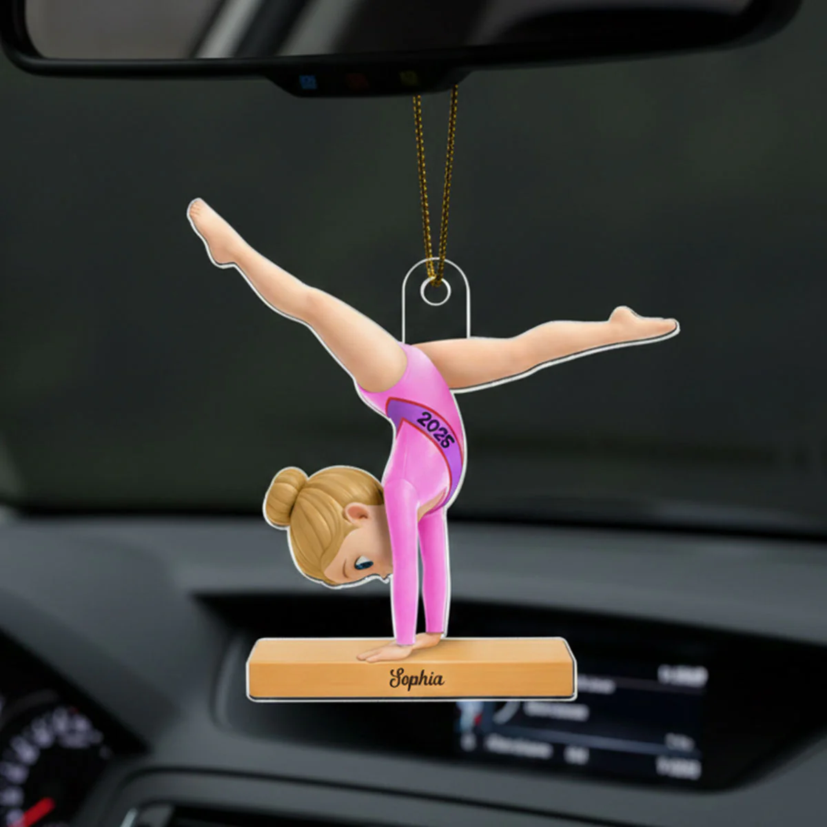 3D Effect Gymnastic Girl Cartwheel Pose - Personalized Acrylic Car Hanger- Gymnast Gift For Daughter, Granddaughter - Image 16