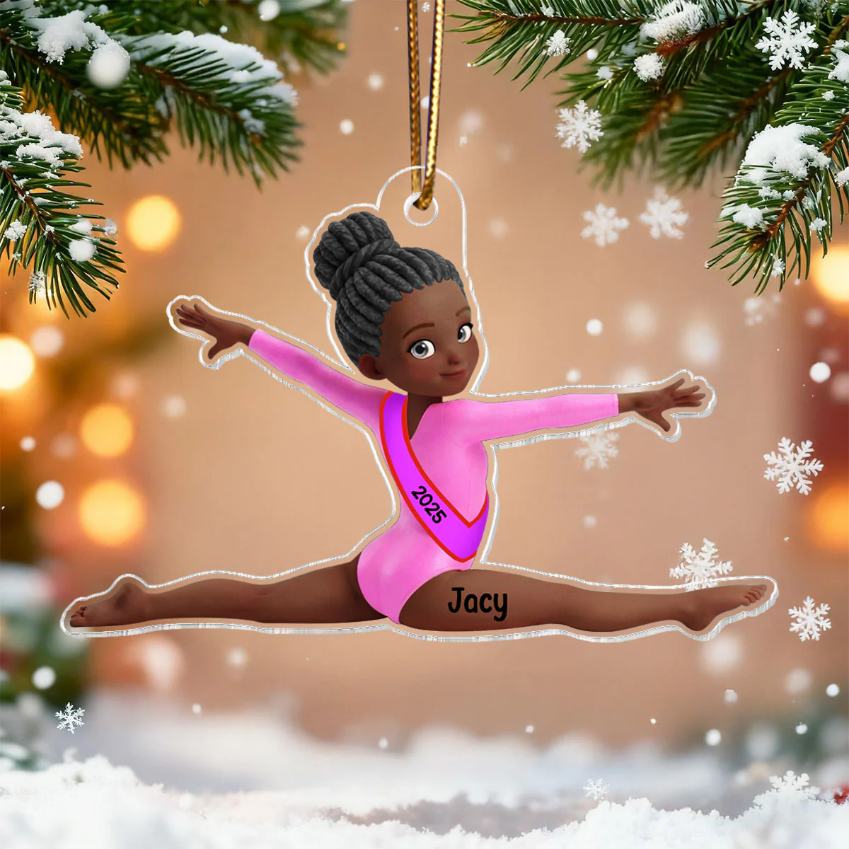 3D Effect Gymnastic Girl Front Split Pose - Personalized Acrylic Ornament - Gymnast Gift For Daughter, Granddaughter - Image 3