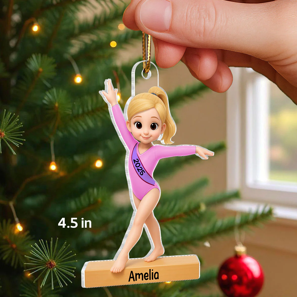 3D Effect Gymnastic Girl - Personalized Acrylic Ornament - Christmas Gift For Daughter Granddaughter - Image 2