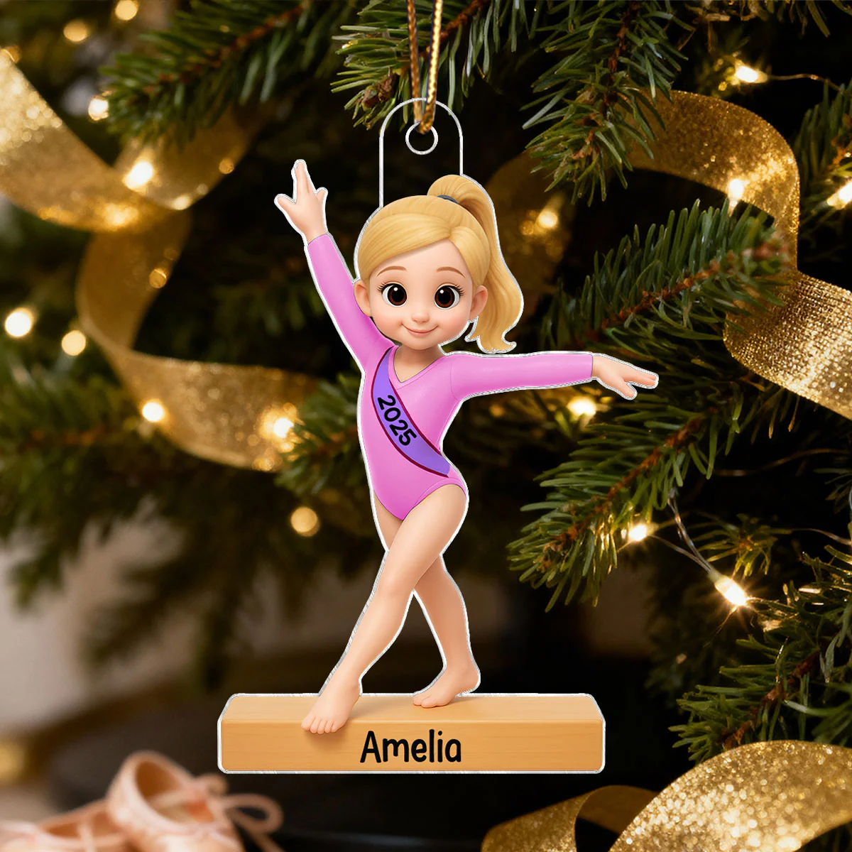 3D Effect Gymnastic Girl - Personalized Acrylic Ornament - Christmas Gift For Daughter Granddaughter - Image 3
