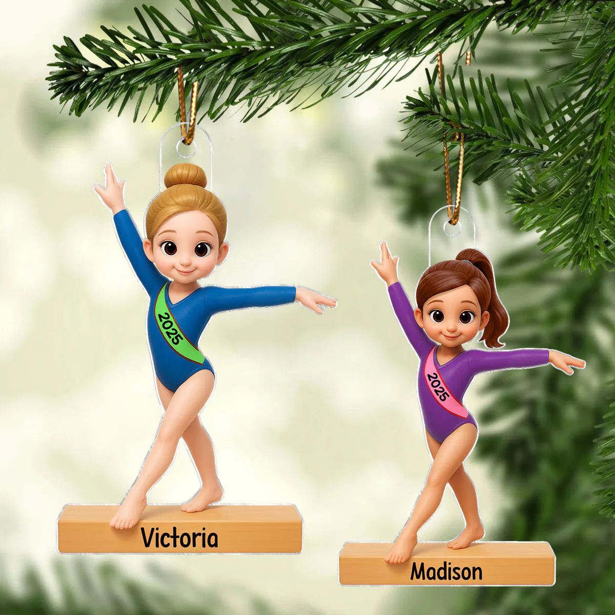 3D Effect Gymnastic Girl - Personalized Acrylic Ornament - Christmas Gift For Daughter Granddaughter - Image 4
