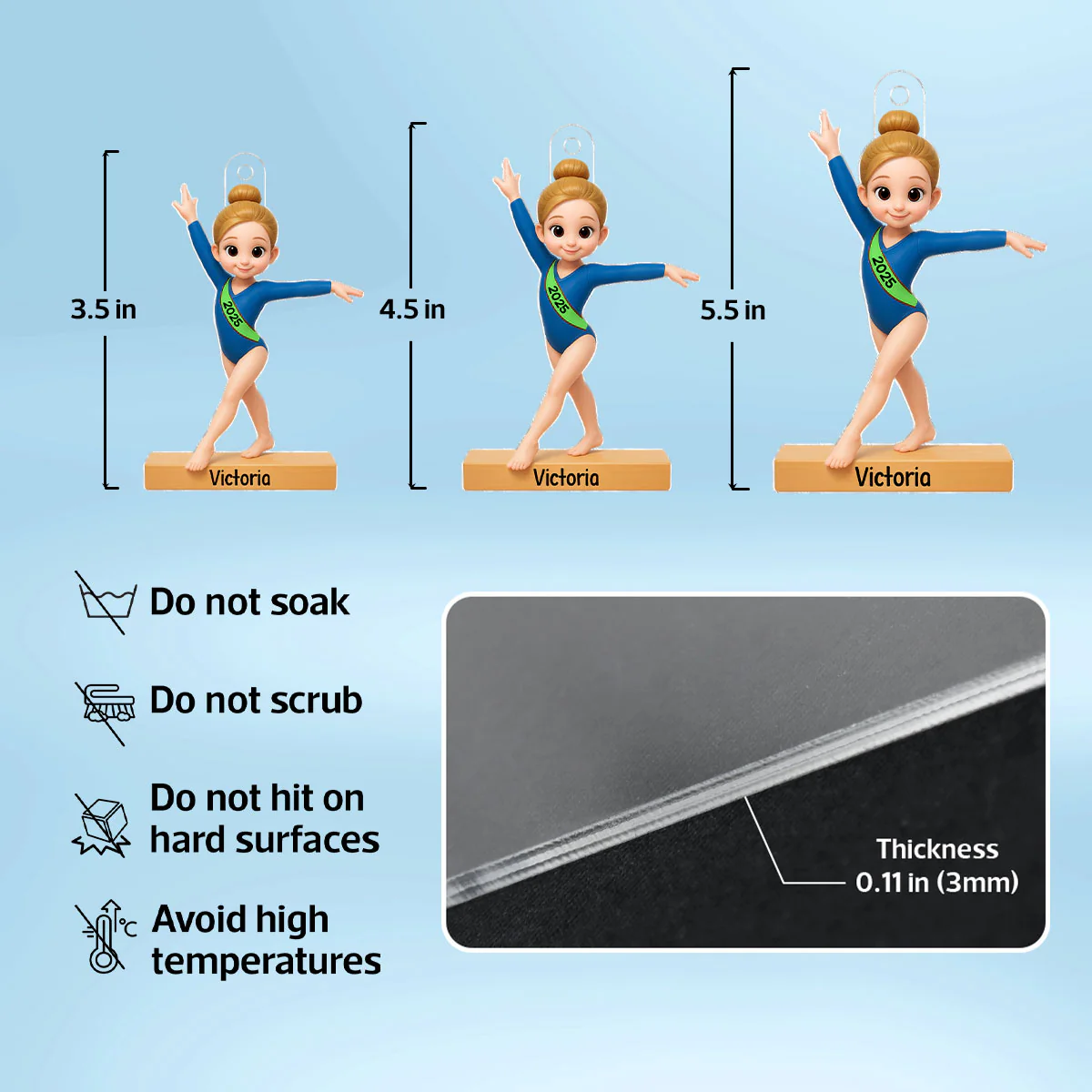 3D Effect Gymnastic Girl - Personalized Acrylic Ornament - Christmas Gift For Daughter Granddaughter - Image 7