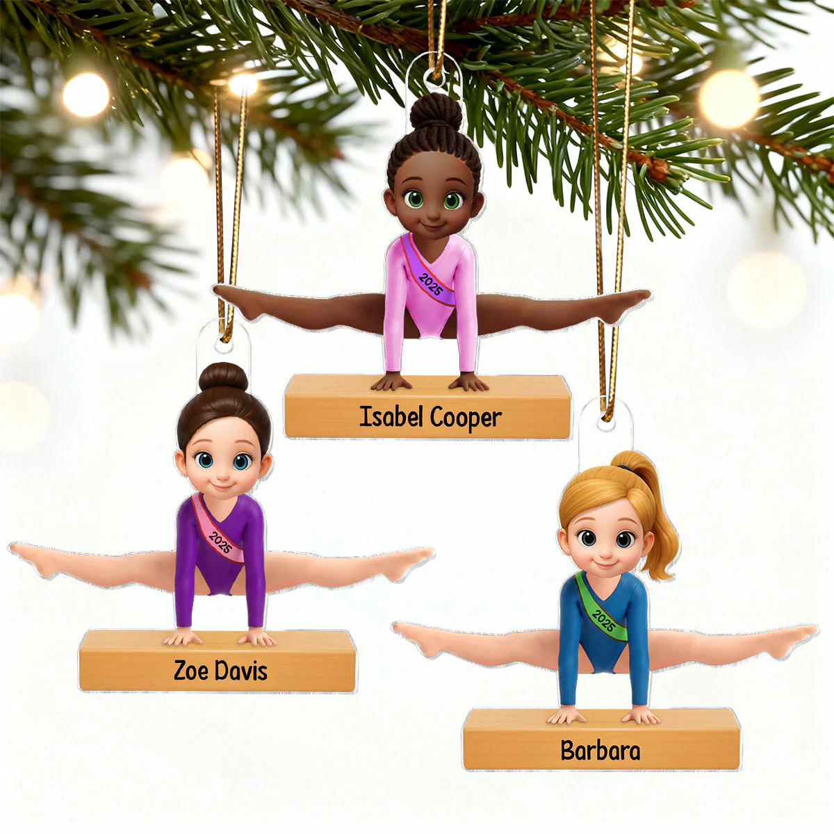 3D Effect Gymnastic Girl Straddle Split Pose - Personalized Acrylic Ornament - Gymnast Gift For Daughter, Granddaughter