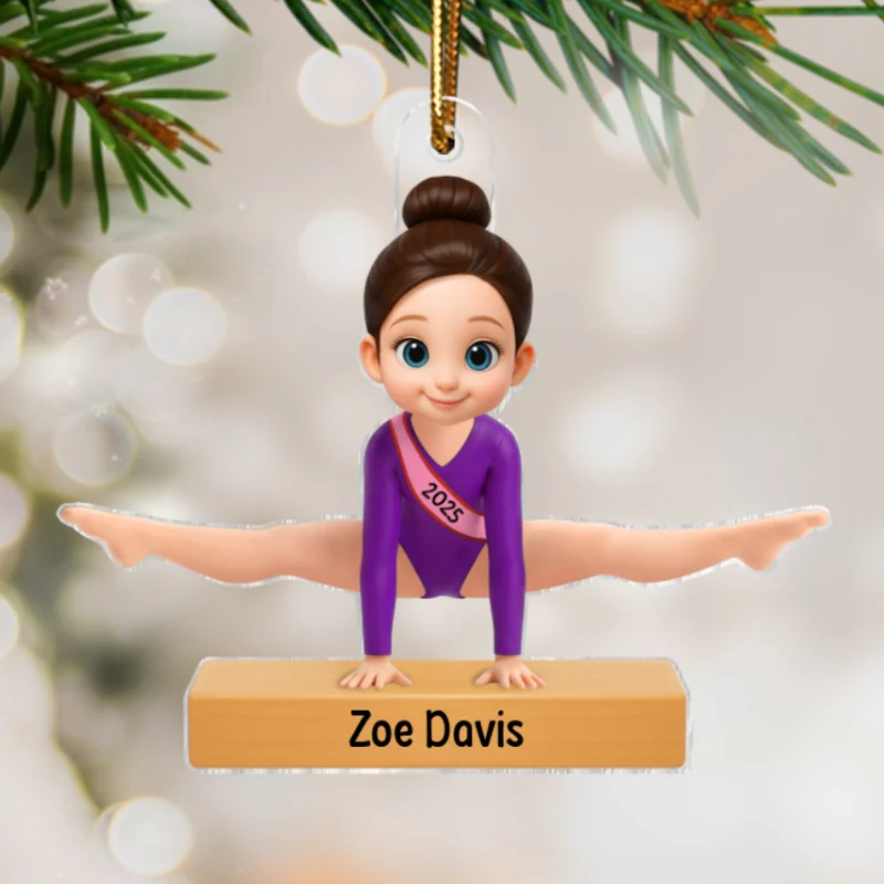3D Effect Gymnastic Girl Straddle Split Pose - Personalized Acrylic Ornament - Gymnast Gift For Daughter, Granddaughter - Image 10