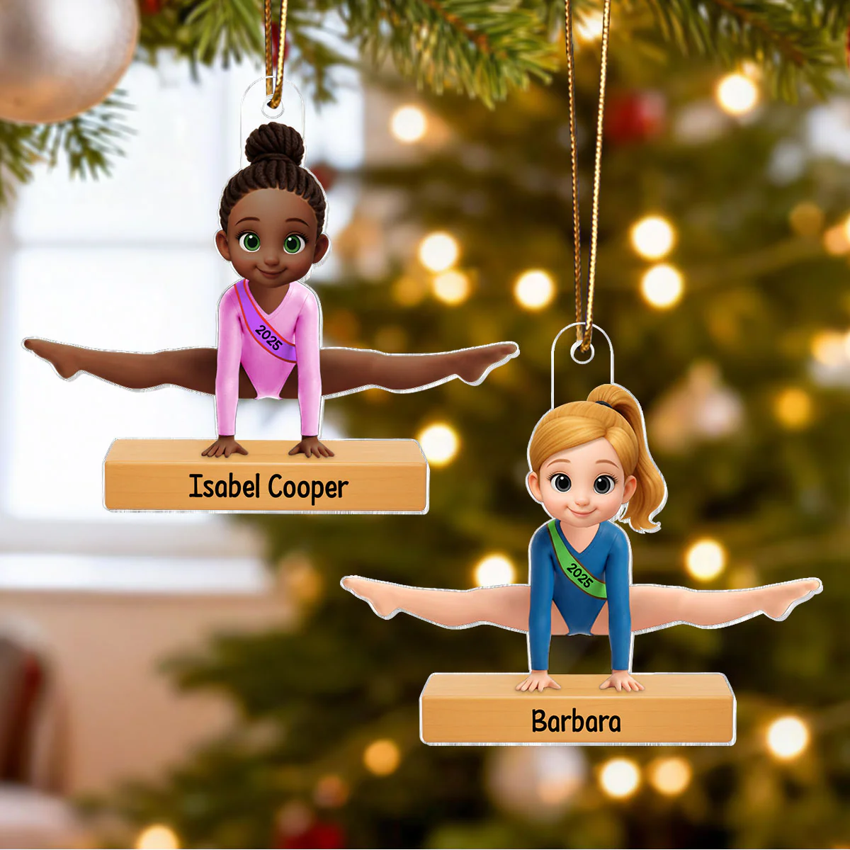 3D Effect Gymnastic Girl Straddle Split Pose - Personalized Acrylic Ornament - Gymnast Gift For Daughter, Granddaughter - Image 3