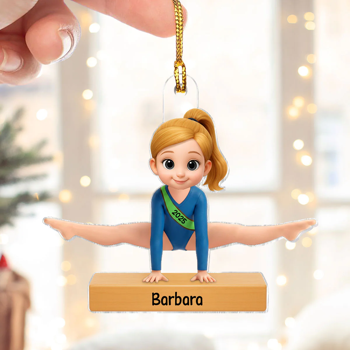 3D Effect Gymnastic Girl Straddle Split Pose - Personalized Acrylic Ornament - Gymnast Gift For Daughter, Granddaughter - Image 4