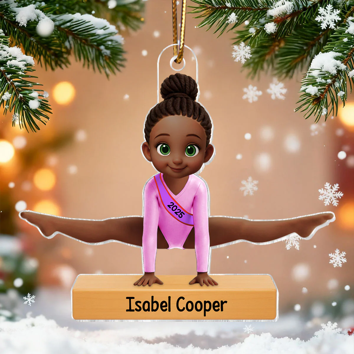 3D Effect Gymnastic Girl Straddle Split Pose - Personalized Acrylic Ornament - Gymnast Gift For Daughter, Granddaughter - Image 7