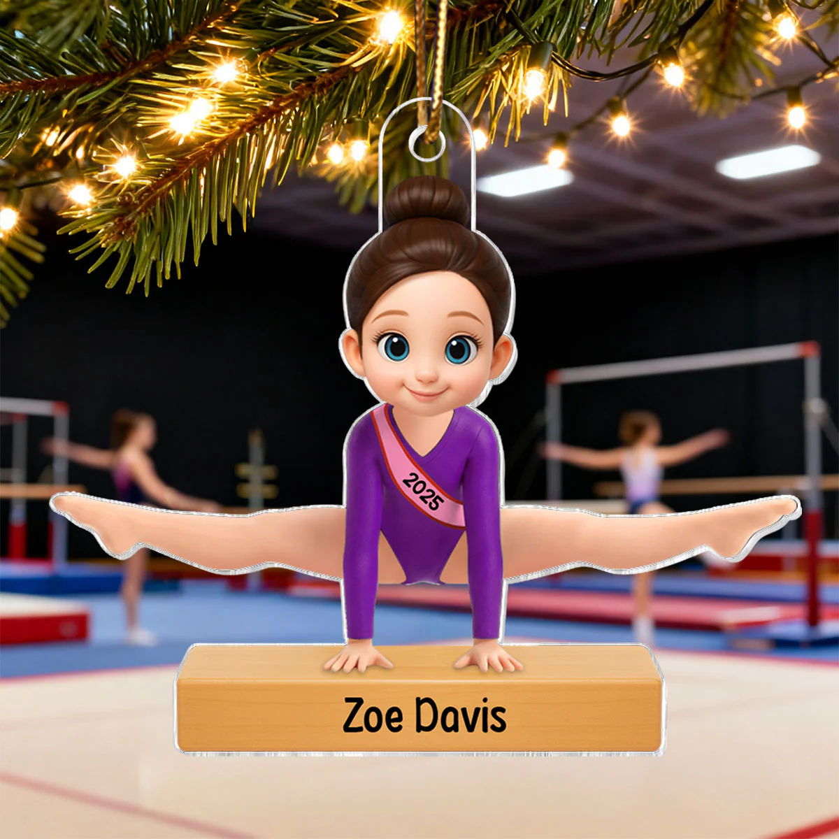 3D Effect Gymnastic Girl Straddle Split Pose - Personalized Acrylic Ornament - Gymnast Gift For Daughter, Granddaughter - Image 9