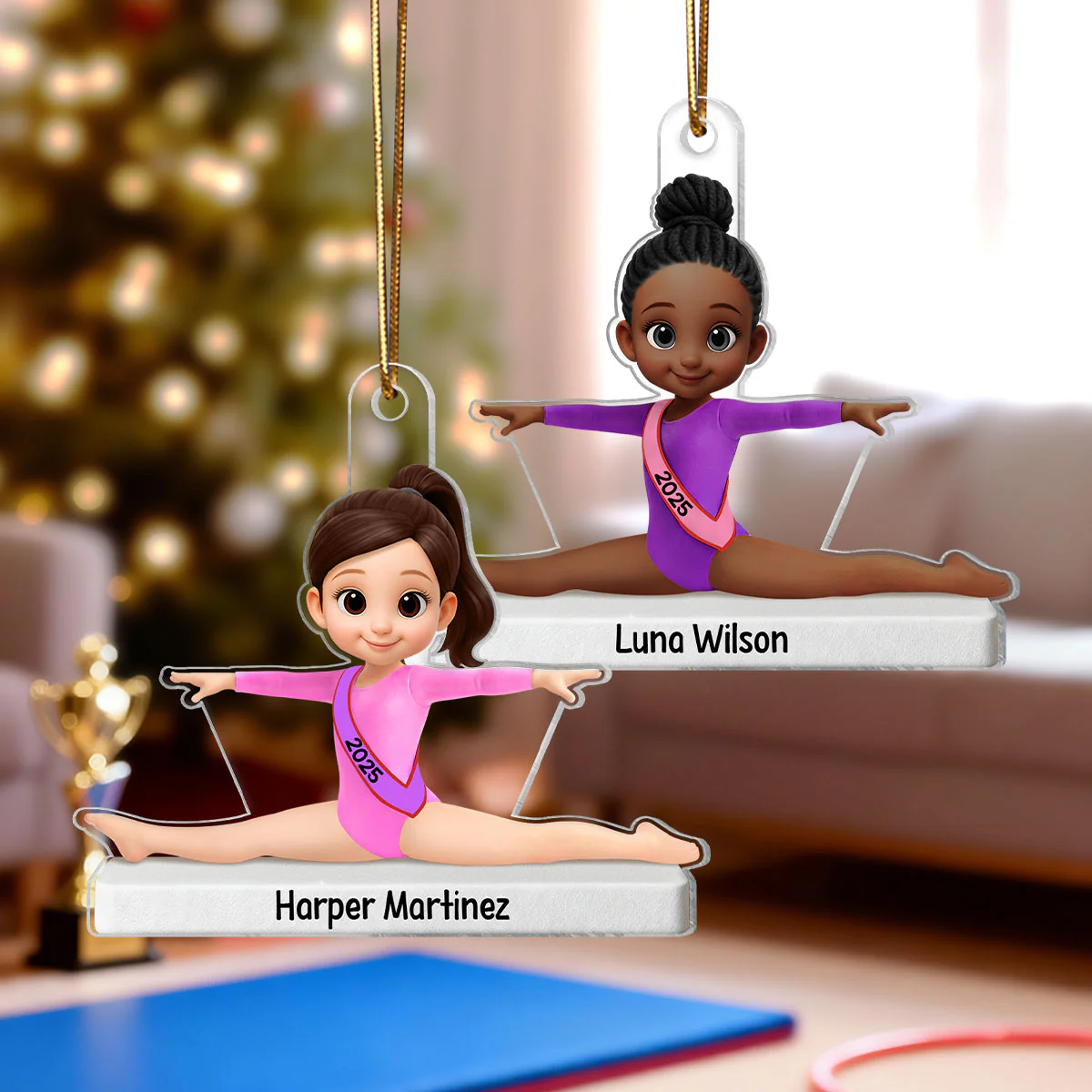 3D Effect Gymnastic Little Girl Front Split Pose - Personalized Acrylic Ornament - Gymnast Gift For Daughter, Granddaughter - Image 3