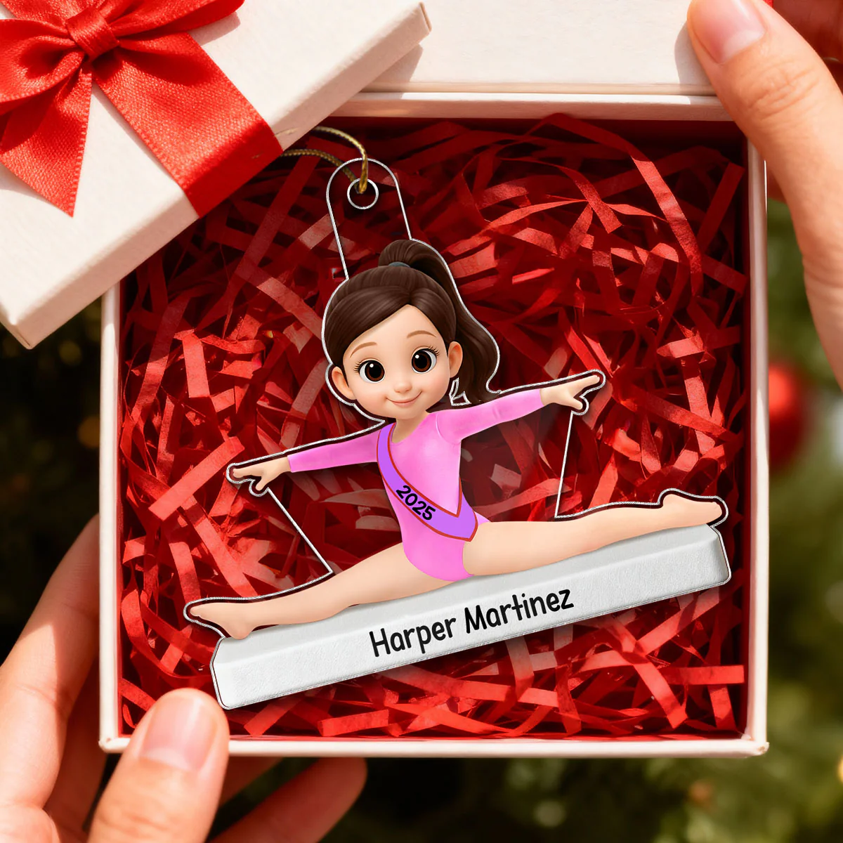 3D Effect Gymnastic Little Girl Front Split Pose - Personalized Acrylic Ornament - Gymnast Gift For Daughter, Granddaughter - Image 4