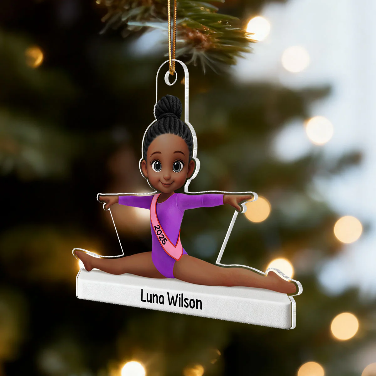 3D Effect Gymnastic Little Girl Front Split Pose - Personalized Acrylic Ornament - Gymnast Gift For Daughter, Granddaughter - Image 5