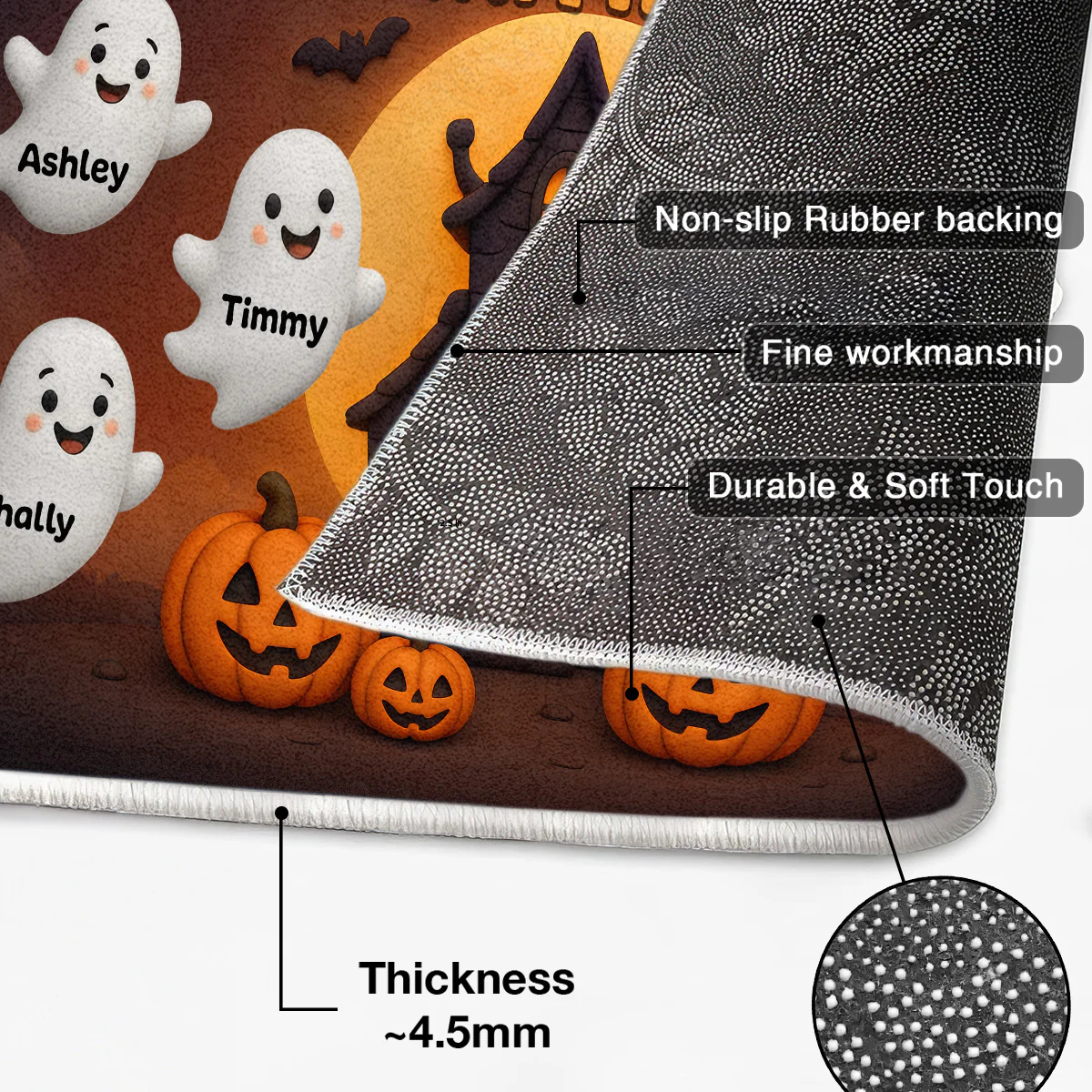 3D Effect Halloween Boo Family Haunted House Personalized Doormat, Halloween Home Decoration - Image 5
