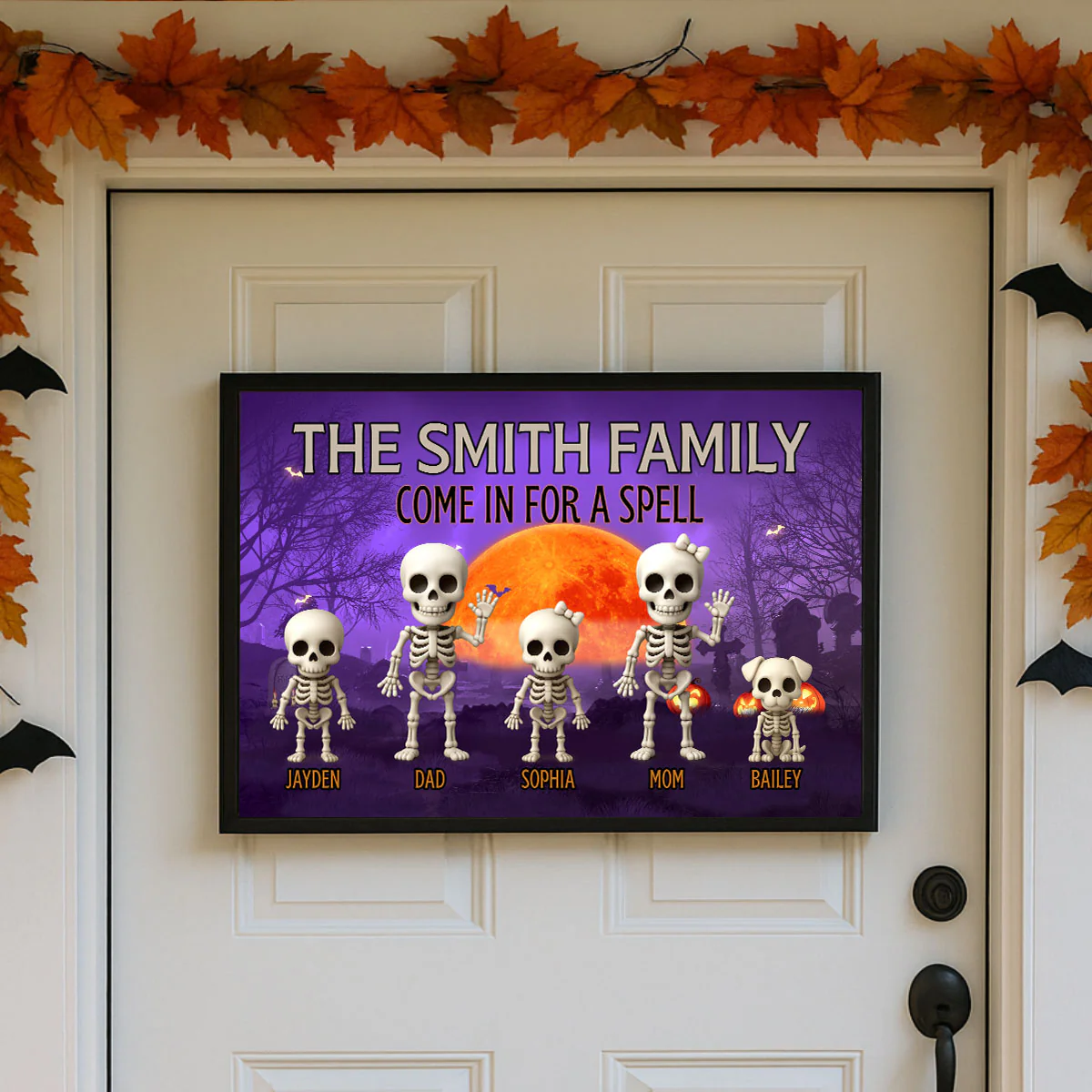 Halloween Funny Skeleton Family Personalized Poster, Halloween Decor| ?? Made in the USA - Image 3