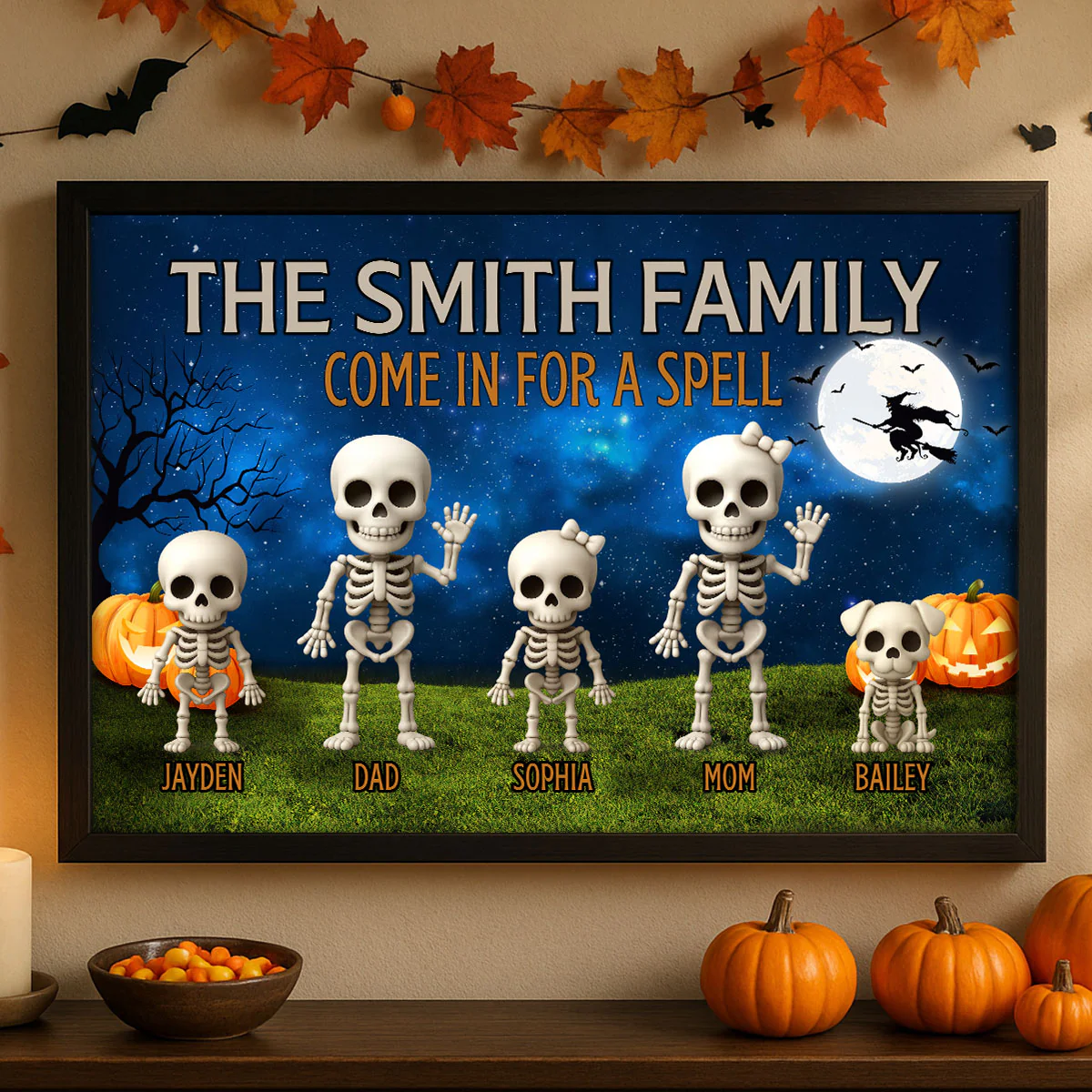 Halloween Funny Skeleton Family Personalized Poster, Halloween Decor| ?? Made in the USA - Image 9