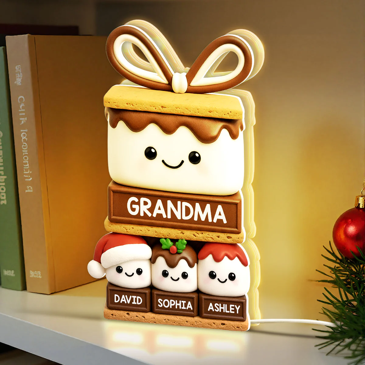 3D Effect Happy Smores Grandma Grandkids - Personalized Light Box - Christmas Gift For Grandmas - Image 4