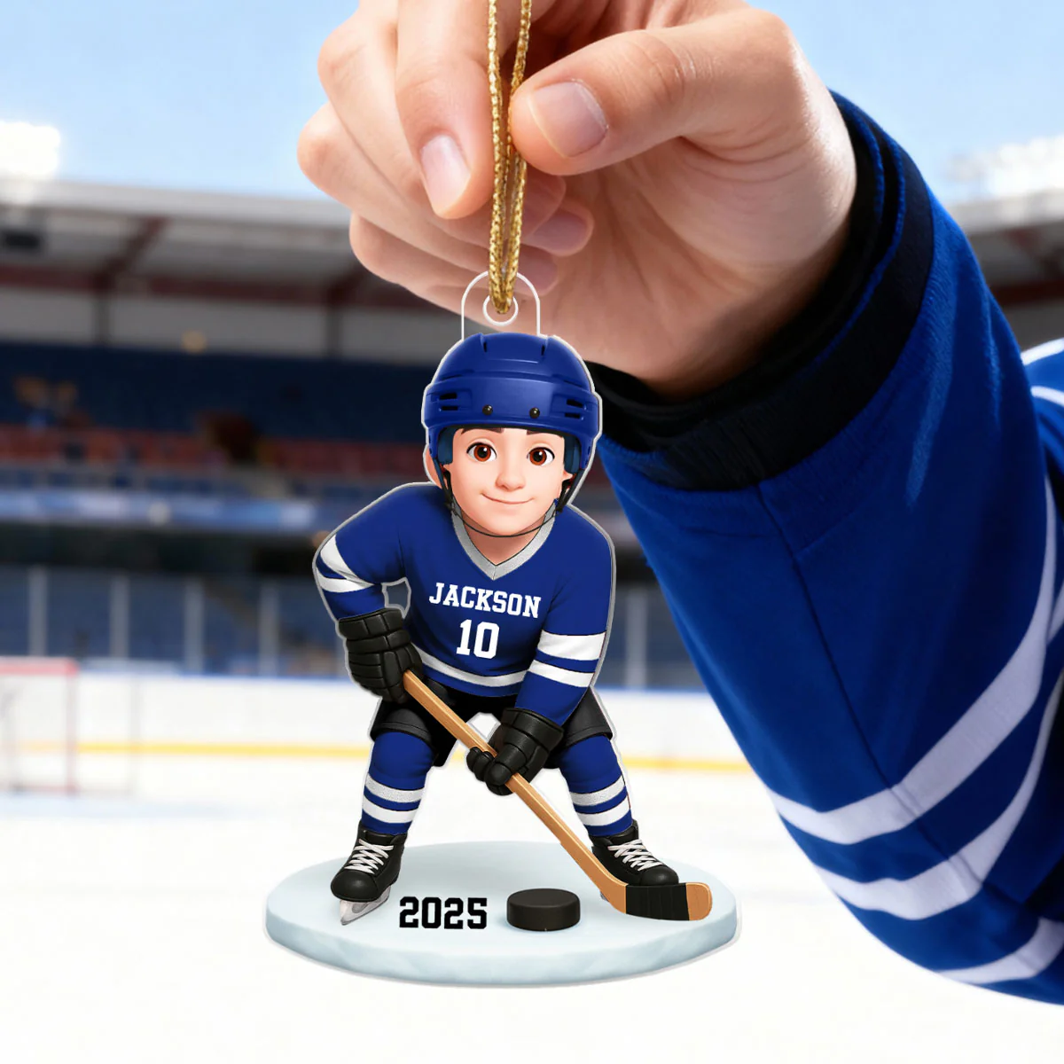 3D Effect Hockey Girl Boy - Personalized Acrylic Ornament - Christmas Gift for Daughter Son - Image 5