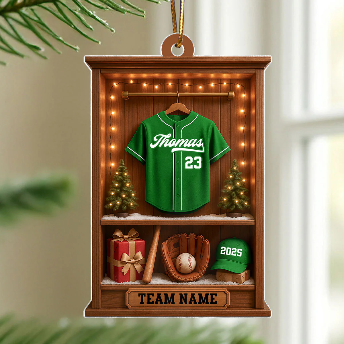 3D Effect Holiday Baseball Display - Personalized Acrylic Ornament - Christmas Gift for Sons, Daughters, Grandkids - Image 3