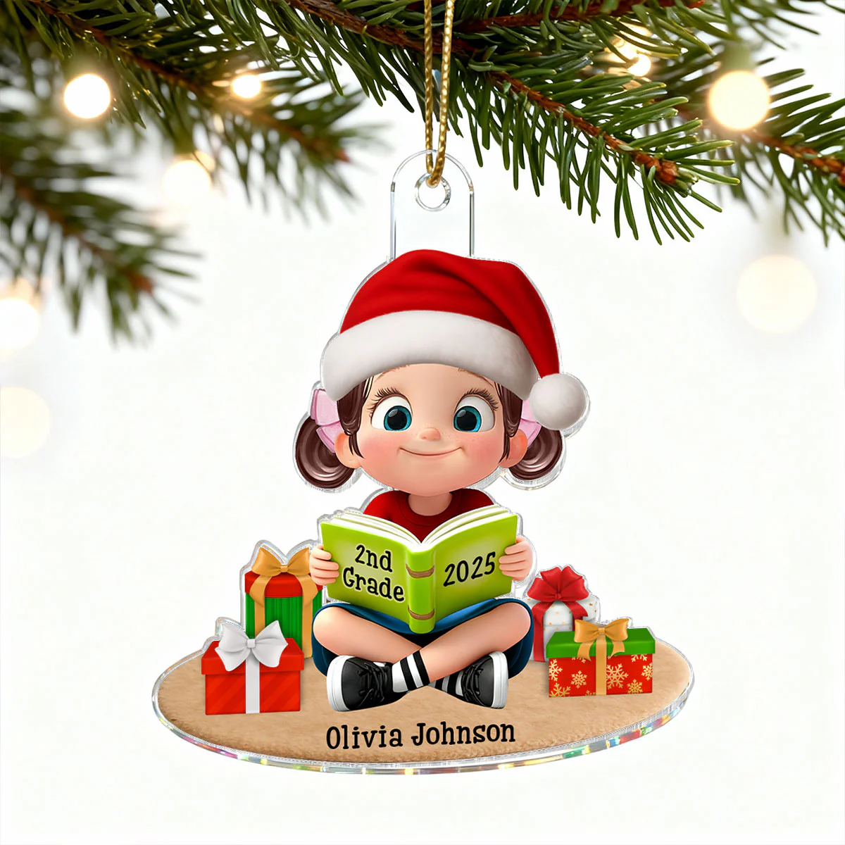 3D Effect Kid Reading Book - Personalized Acrylic Ornament - Christmas Gift For Book Lover, Bookworm, Book Club Gift - Image 11