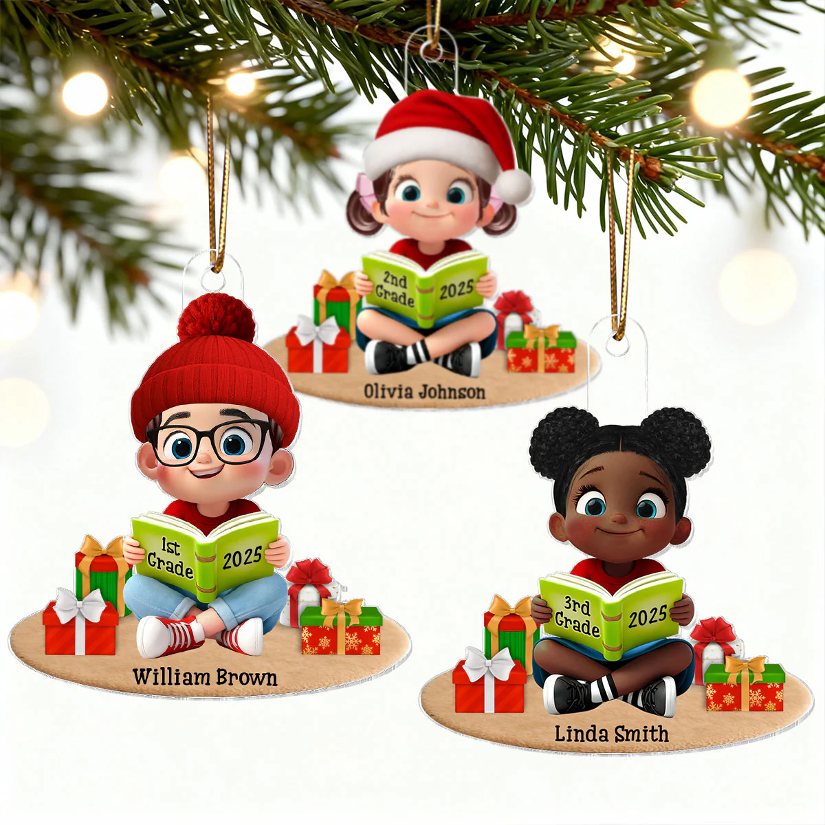 3D Effect Kid Reading Book - Personalized Acrylic Ornament - Christmas Gift For Book Lover, Bookworm, Book Club Gift - Image 12